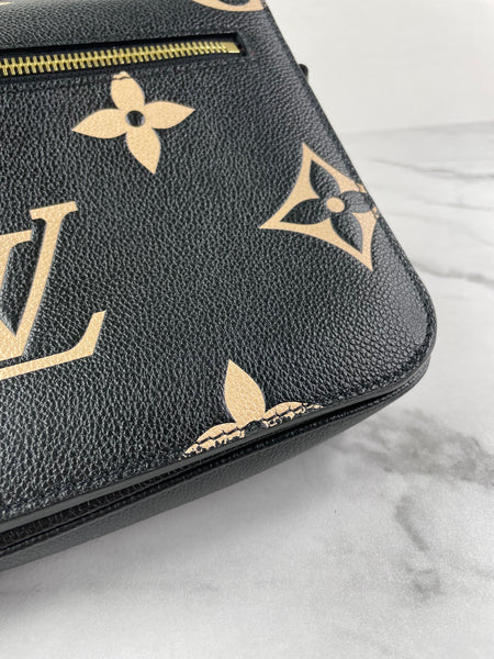 LOUIS VUITTON Black/Beige Bicolor Monogram Empreinte Leather Pochette Métis Crossbody/Shoulder Bag