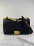CHANEL Black Caviar Medium Boy Bag