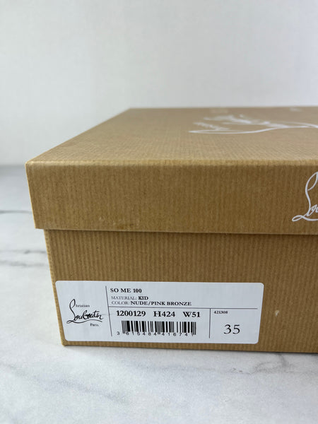 CHRISTIAN LOUBOUTIN Nude/Pink Bronze So Me 100 studded leather sandals Size 35
