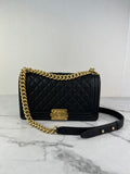 CHANEL Black Caviar Medium Boy Bag