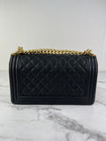 CHANEL Black Caviar Medium Boy Bag
