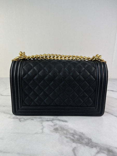 CHANEL Black Caviar Medium Boy Bag