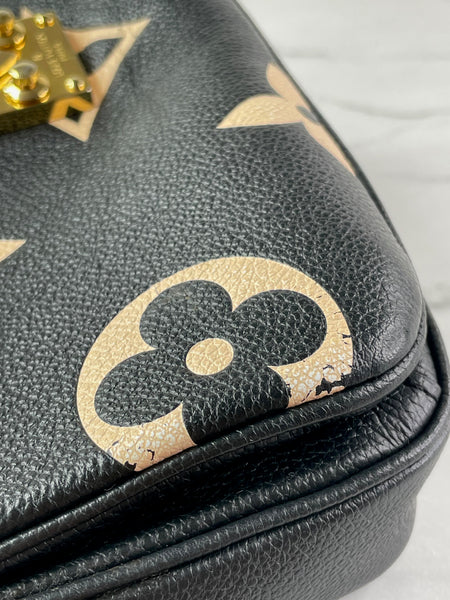 LOUIS VUITTON Black/Beige Bicolor Monogram Empreinte Leather Pochette Métis Crossbody/Shoulder Bag