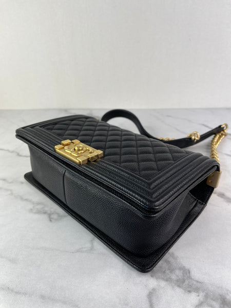 CHANEL Black Caviar Medium Boy Bag