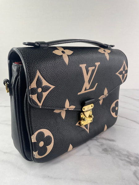 LOUIS VUITTON Black/Beige Bicolor Monogram Empreinte Leather Pochette Métis Crossbody/Shoulder Bag