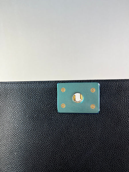 CHANEL Black Caviar Medium Boy Bag