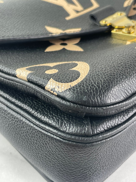 LOUIS VUITTON Black/Beige Bicolor Monogram Empreinte Leather Pochette Métis Crossbody/Shoulder Bag