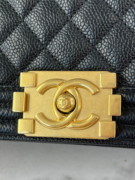 CHANEL Black Caviar Medium Boy Bag