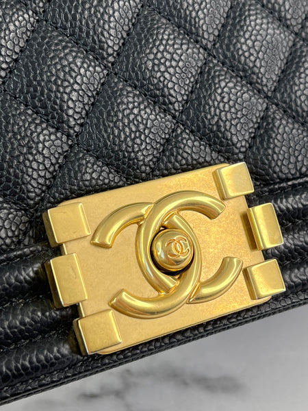 CHANEL Black Caviar Medium Boy Bag