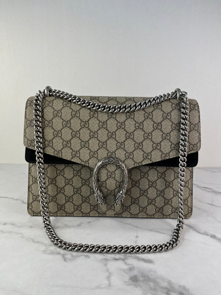 GUCCI Dionysus Beige Ebony/Black Medium/Large GG Shoulder Bag
