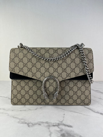 GUCCI Dionysus Beige Ebony/Black Medium/Large GG Shoulder Bag