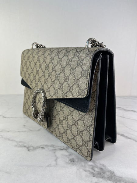 GUCCI Dionysus Beige Ebony/Black Medium/Large GG Shoulder Bag