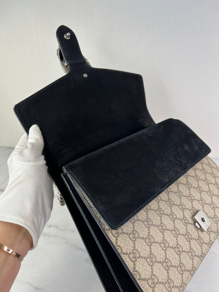GUCCI Dionysus Beige Ebony/Black Medium/Large GG Shoulder Bag