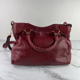 BALENCIAGA Rouge Cherry Agneau Giant 12 Gold Hardware Velo Crossbody/Shoulder Bag