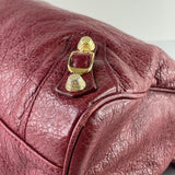 BALENCIAGA Rouge Cherry Agneau Giant 12 Gold Hardware Velo Crossbody/Shoulder Bag