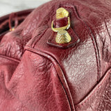 BALENCIAGA Rouge Cherry Agneau Giant 12 Gold Hardware Velo Crossbody/Shoulder Bag