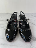 Christian Louboutin Black Patent Janispikes 55 Mary Jane Pumps Size 37