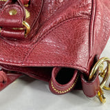 BALENCIAGA Rouge Cherry Agneau Giant 12 Gold Hardware Velo Crossbody/Shoulder Bag