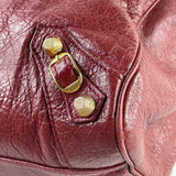 BALENCIAGA Rouge Cherry Agneau Giant 12 Gold Hardware Velo Crossbody/Shoulder Bag