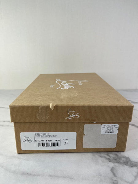 Christian Louboutin Black Patent Janispikes 55 Mary Jane Pumps Size 37