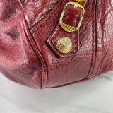 BALENCIAGA Rouge Cherry Agneau Giant 12 Gold Hardware Velo Crossbody/Shoulder Bag