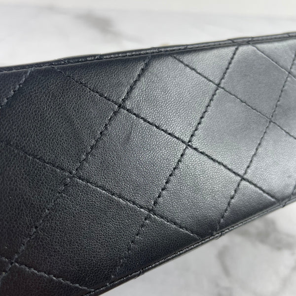 CHANEL Black Lambskin Quilted Small Double Flap Bag