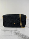 Louis Vuitton Black Félicie Pochette Chain Wallet Monogram Empreinte Leather Crossbody/Shoulder Bag