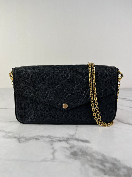 Louis Vuitton Black Félicie Pochette Chain Wallet Monogram Empreinte Leather Crossbody/Shoulder Bag