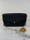 Louis Vuitton Black Félicie Pochette Chain Wallet Monogram Empreinte Leather Crossbody/Shoulder Bag
