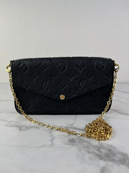 Louis Vuitton Black Félicie Pochette Chain Wallet Monogram Empreinte Leather Crossbody/Shoulder Bag