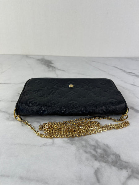 Louis Vuitton Black Félicie Pochette Chain Wallet Monogram Empreinte Leather Crossbody/Shoulder Bag