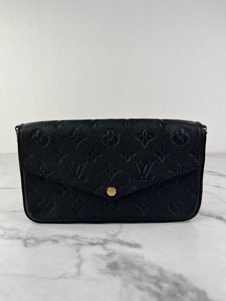 Louis Vuitton Black Félicie Pochette Chain Wallet Monogram Empreinte Leather Crossbody/Shoulder Bag