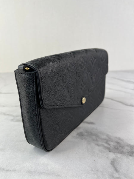 Louis Vuitton Black Félicie Pochette Chain Wallet Monogram Empreinte Leather Crossbody/Shoulder Bag