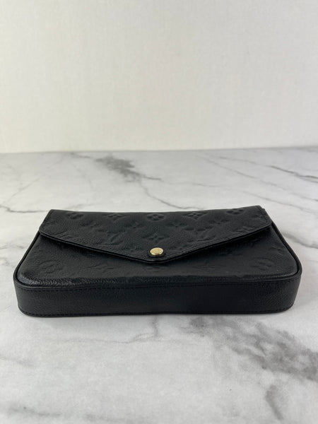Louis Vuitton Black Félicie Pochette Chain Wallet Monogram Empreinte Leather Crossbody/Shoulder Bag