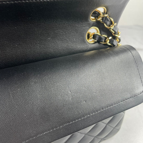 CHANEL Black Lambskin Quilted Small Double Flap Bag