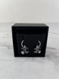 CHANEL SILVER/BLACK CC LOGO CAMELLIA Earrings