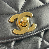 CHANEL Black Vintage Lambskin Quilted Small Diana Flap Bag