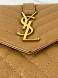 Saint Laurent Dune Grain De Poudre Mixed Matelasse Triquilt Monogram Chain Wallet Crossbody/Shoulder Bag