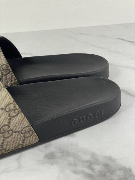 GUCCI GG Supreme Monogram Fake/Not Slide Sandals Size Men’s 7 (fits Women’s US 9-9.5)
