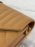 Saint Laurent Dune Grain De Poudre Mixed Matelasse Triquilt Monogram Chain Wallet Crossbody/Shoulder Bag