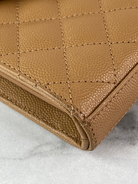 Saint Laurent Dune Grain De Poudre Mixed Matelasse Triquilt Monogram Chain Wallet Crossbody/Shoulder Bag