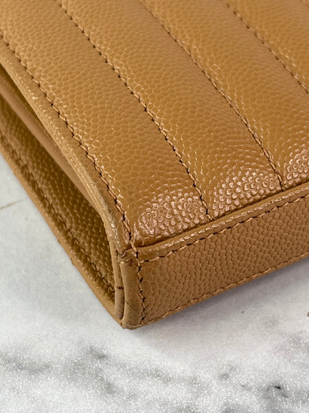 Saint Laurent Dune Grain De Poudre Mixed Matelasse Triquilt Monogram Chain Wallet Crossbody/Shoulder Bag