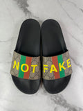 GUCCI GG Supreme Monogram Fake/Not Slide Sandals Size Men’s 7 (fits Women’s US 9-9.5)