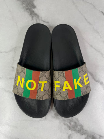 GUCCI GG Supreme Monogram Fake/Not Slide Sandals Size Men’s 7 (fits Women’s US 9-9.5)