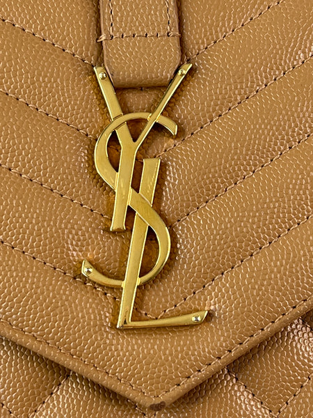 Saint Laurent Dune Grain De Poudre Mixed Matelasse Triquilt Monogram Chain Wallet Crossbody/Shoulder Bag