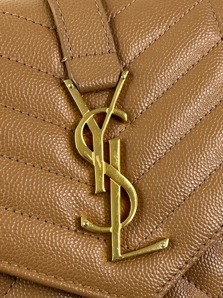 Saint Laurent Dune Grain De Poudre Mixed Matelasse Triquilt Monogram Chain Wallet Crossbody/Shoulder Bag