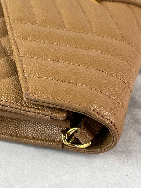 Saint Laurent Dune Grain De Poudre Mixed Matelasse Triquilt Monogram Chain Wallet Crossbody/Shoulder Bag