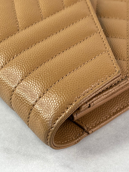 Saint Laurent Dune Grain De Poudre Mixed Matelasse Triquilt Monogram Chain Wallet Crossbody/Shoulder Bag