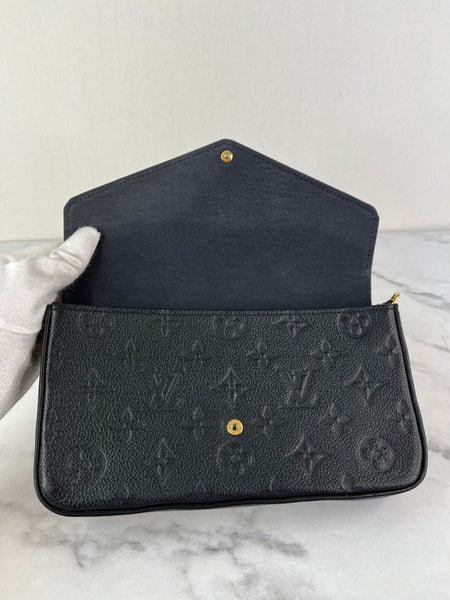 Louis Vuitton Black Félicie Pochette Chain Wallet Monogram Empreinte Leather Crossbody/Shoulder Bag
