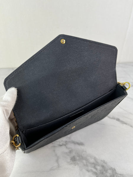 Louis Vuitton Black Félicie Pochette Chain Wallet Monogram Empreinte Leather Crossbody/Shoulder Bag